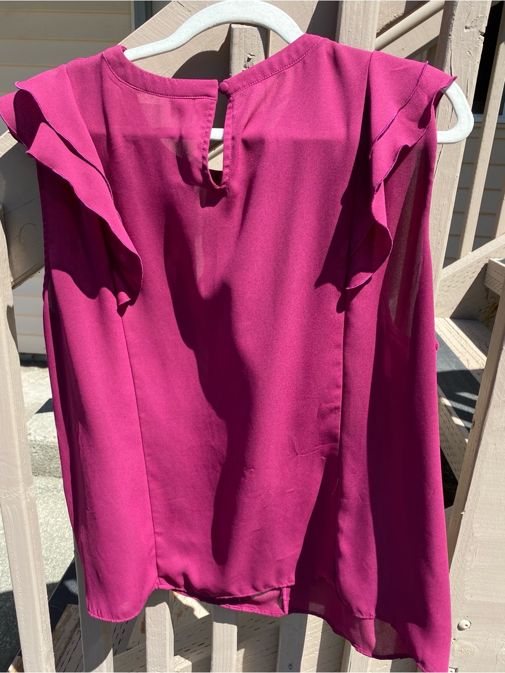 ELLE XXL Magenta Ruffle Sleeve Pleated Blouse Keyhole Back Career Top - Picture 2 of 11